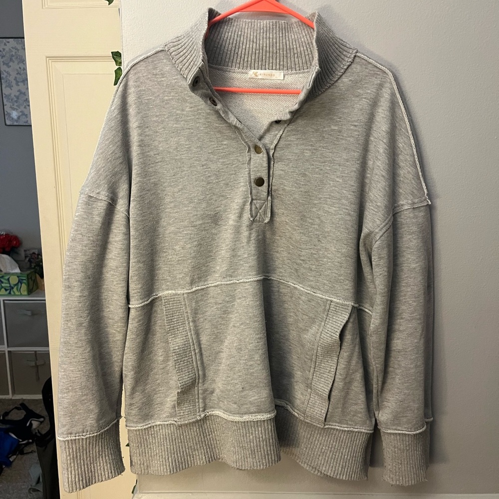 Gray Button-Up Sweater